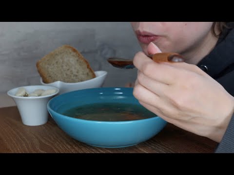 ASMR Whisper Eating Sounds | Vegetable Soup, Bread & Garlic | Mukbang