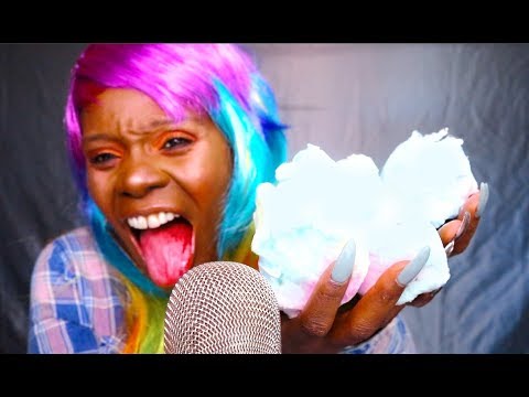 Cotton Candy ASMR Eating/Mouth Sounds/Whisper | Candi Corn Treat