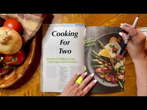 ASMR~Page turning~Summer Cooking 4 Two (No talking) Thick texture pages~Marking with tabs~writing