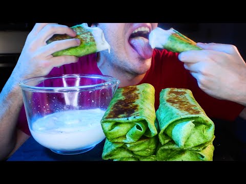 CHEESY BACON MASHED POTATO BURRITOS WITH RANCH SAUCE! * ASMR NO TALKING MUKBANG * NOMNOMSAMMIEBOY