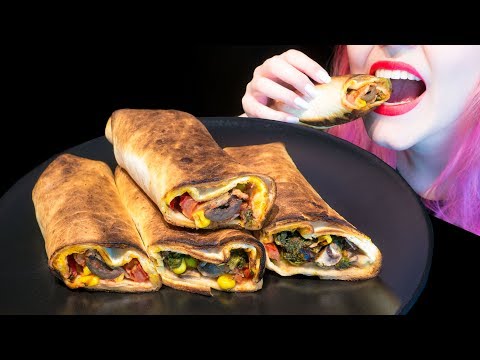 ASMR: Toasted Veggie Pizza Wraps | Italian Takeout ~ Relaxing Eating Sounds [No Talking|V] 😻