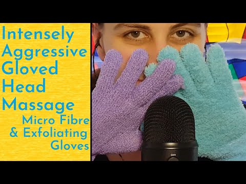 ASMR Aggressive & Intense Head Massage With Micro Fibre & Exfoliating Gloves (No Talking, Loopable)