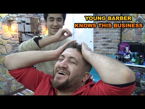YOUNG BARBER KNOWS THIS BUSINESS & FACIAL CARE & Asmr back, head, neck, arm, palm, face, ear massage