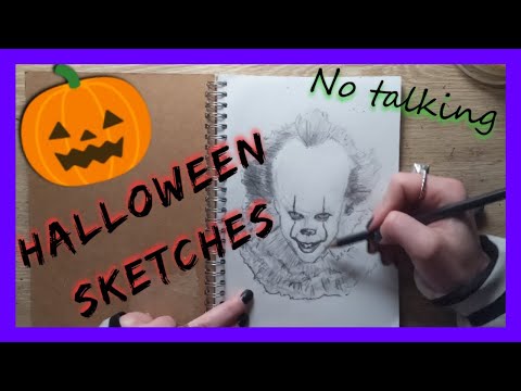 ASMR | Fast and Aggressive Sketching ✏ Halloween Themed ✏