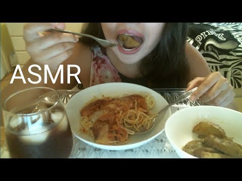 Eating spaghetti and potato wedges | ASMR | No Talking