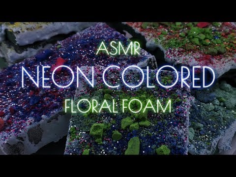 ASMR Neon Paste Covered Floral Foam Crushing   Satisfying Floral Foam ASMR