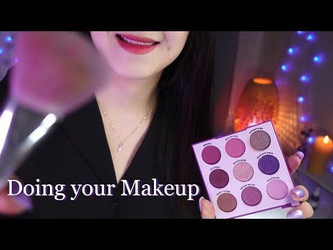 ASMR Doing Your PURPLE Makeup💜No Talking (Semi-Fast & Aggressive, Layered Sounds)