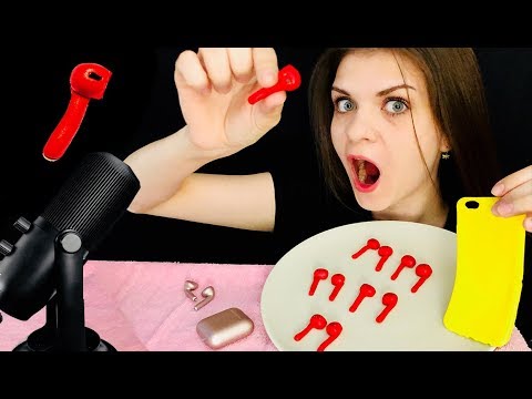 ASMR Eating RED AIRPODS (Edible Prank Video) - Candy iPhone Accessories Eating Sounds MUKBANG