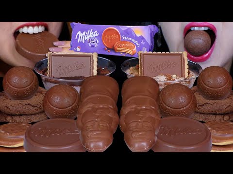 ASMR MILKA CHOCOLATE PARTY! OREO SNOBALLS, CHOCO JAFFA, WAFER ROUNDS, CHOCOLATE SANTA, BISCUITS 먹방