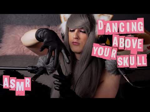 Visual and Auditory ASMR  - Dancing on Your Skull With Black Latex Gloves - Fuzzy Mics and Tingles