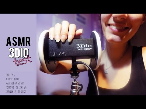 ASMR 3Dio mic TEST: Ear cupping,crinckle sounds,tongue clicking,tapping, Multilanguage