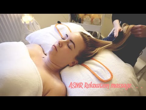 ASMR relaxing face & scalp massage, hair brushing & facial for stress relief (soft spoken)