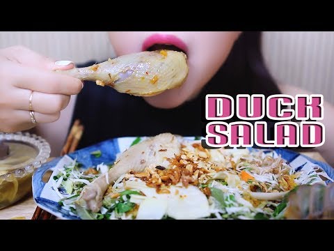 ASMR eating Duck Salad , crunchy eating sounds | LINH-ASMR