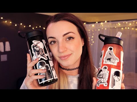 ASMR | Tracing & Tapping On My Stickers | Water Bottle, iPhone, Laptop, iPad