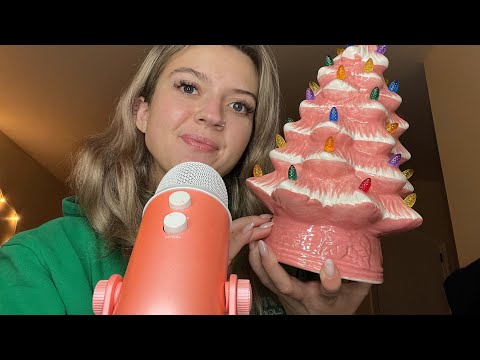 ASMR| Long Nails, Tapping on Christmas Decor Items| Whispering Triggers