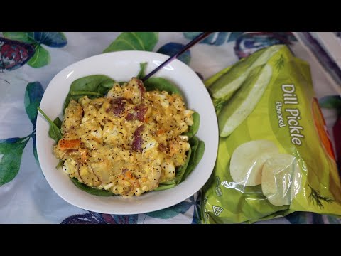 Potato Salad w/ Dill Pickle Chips ASMR Eating Sounds