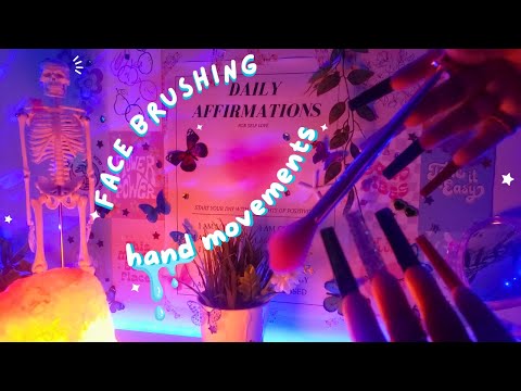 ASMR Face Brushing / Camera Brushing , Hand Movements , Nail Tapping Long Nails , Mic Brushing