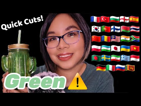 ASMR GREEN IN DIFFERENT LANGUAGES (FAST AGGRESSIVE Green Triggers & Quick Cuts) 💚⚠️ [32 Languages]