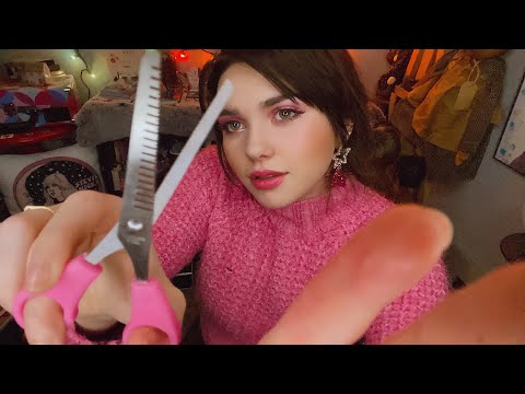 Doing your ASMR Haircut, Hair Style + Makeup for Valentine’s Day ♥️ Personal Attention