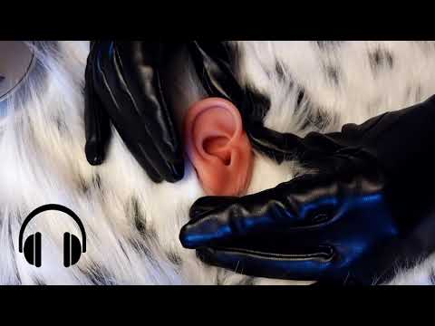 ASMR leather ear play ( massage, cleaning, oil, q-tip, no talking, tapping, scratching)