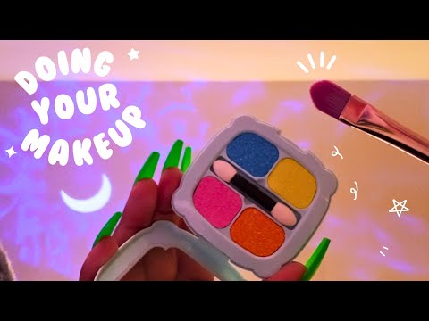 ASMR Doing your Makeup , Layered Sounds , Applying Lip Gloss , Face Brushing , Personal Attention