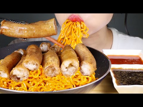 ASMR Beef Intestines and Fire Noodles | Daechang and Buldak-bokkeum-myun | Eating Sounds Mukbang