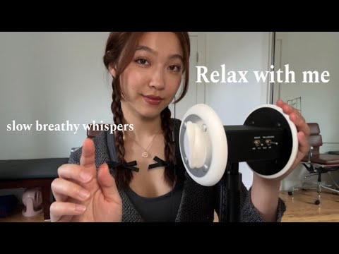 ASMR Breathy Slow Whispers ☁️ Relax w Me After a Long Day ~ Affirmations, Countdown, Ear Blowing +
