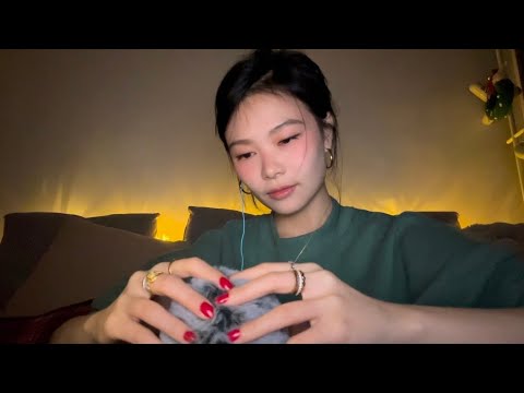 ASMR head massage w fluffy cover, face touching, ear cleaning for you to sleep💤💆🏻‍♀️c