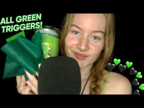 ASMR green trigger assortment |sensitive whisper in your ears! (tapping, gripping, inaudible) 🍏💚