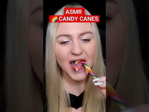 ASMR Eating 🌈 Candy Canes #shorts #asmreating