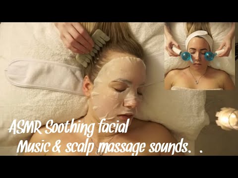 ASMR Facial to help sensitive skin |Jade comb & Ice Globes (with music instead of Ice globe sounds).
