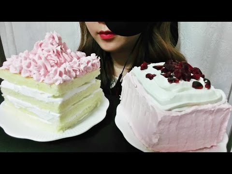 한국어 ASMR 🎄 크리스마스 케이크 🍰 딸기생크림 이팅사운드 먹방 christmas cake strawberry whipped cream eating sound mukbang
