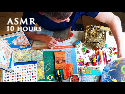 10 Hours ASMR | Maps Books Myths Drawing | 250k Special