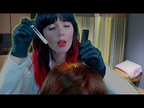 [ASMR] School Nurse Lice Check (Hair Brushing, Scalp Scratching, Latex Gloves)