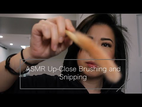 ASMR Up-Close Brushing and Scissor Snipping (unpredictable sounds)