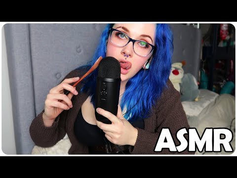 ASMR Tongue Swirling Sounds & Wooden Spoon On Mic😴😜