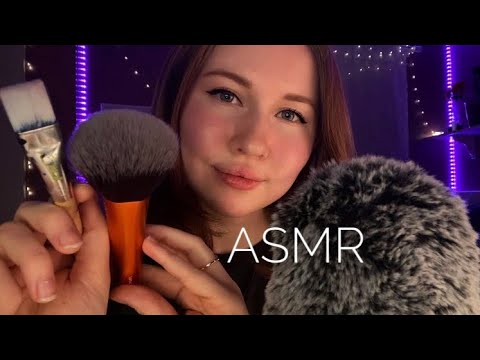 ASMR~Tracing and Brushing Your Face + Slight Inaudible Whispers✨