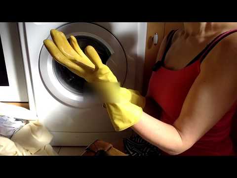 ASMR Mummy Cleaning the Washing Machine in Yellow Rubber Gloves