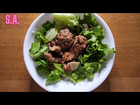 Asmr || Vietnamese Grilled Meat w/ Vegetables [Bun Cha Hanoi] Eating Sounds (NOTALKING)