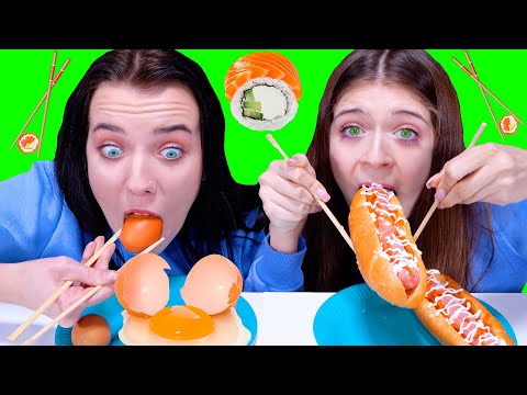 ASMR Candy Race Food Challenge with Sushi Chopsticks | Eating Sounds