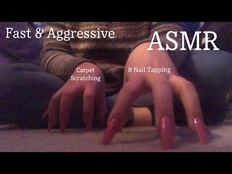 Fast & Aggressive Carpet Scratching and Long Nail Tapping ASMR (No Talking)