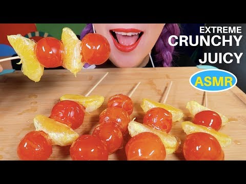 ASMR [TANGHULU] CANDIED CHERRY TOMATOES+ORANGES *Crunchy.Juicy| 탕후루 방울토마토,오렌지 리얼사운드 | CURIE. ASMR