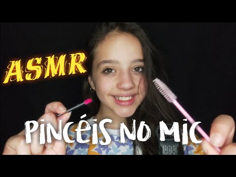 ASMR  Microphone Brushing | Pincéis no Mic e Alguns sons com a boca (Ear to Ear)
