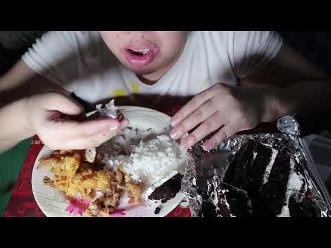 ASMR MUKBANG FILIPINO WAY OF EATING( SHRIMP TEMPURA + CRISPY PORK SKIN TOSTADO + BLACK FOREST CAKE )