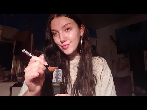 ASMR | mic brushing & mouth sounds | FACE REVEAL💜