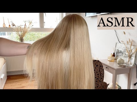 ASMR | *SATISFYING* Straightening My Friend's GORGEOUS Hair 🤍 (hair play, hair brushing, no talking