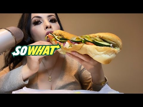 ASMR (SUBWAY FOOTLONG SANDWICH MUKBANG) EATING SOUNDS | WENDYXO