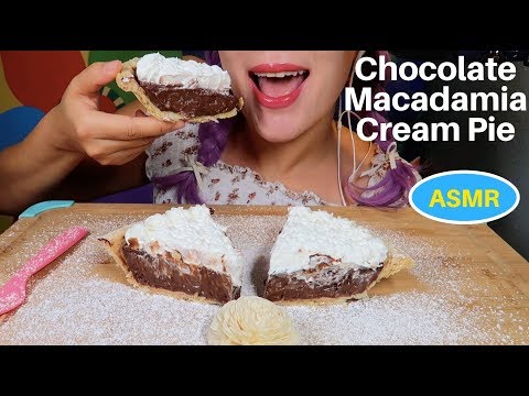 ASMR Chocolate Macadamia Cream Pie Eating sound  | 초코 마카다미아 넛 크림 파이 먹방 | CURIE. ASMR