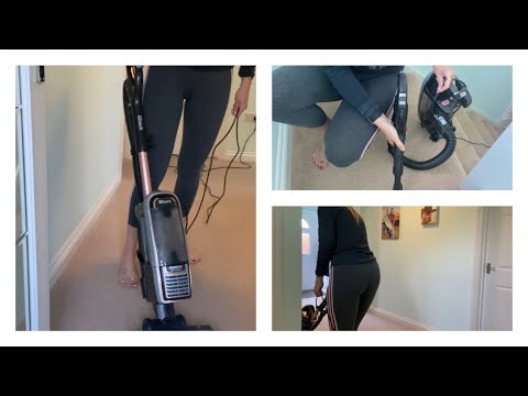 Vacuuming with my new upright vacuum - housewife chores