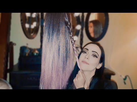 ASMR • Whispered Hair Braiding Pulling, Combing, Separating with a Rat Tail Comb in Small Sections